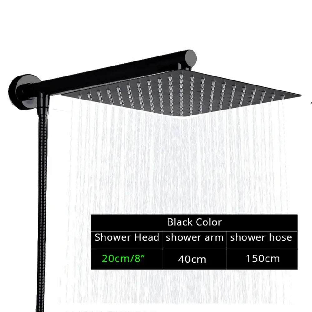 Chrome Rainfall Shower Head Square 12-Inch