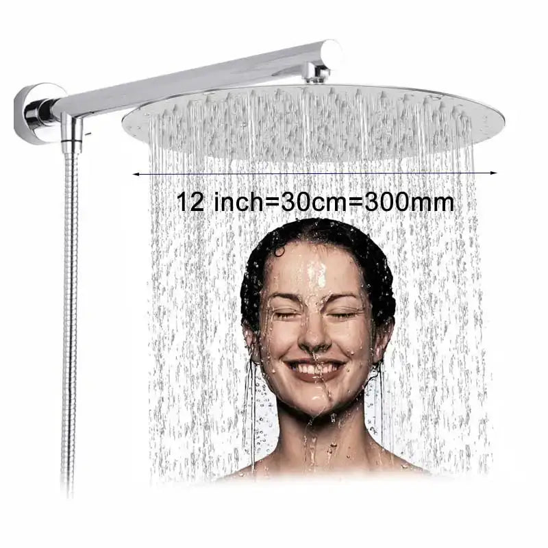 Chrome Rainfall Shower Head Square 12-Inch