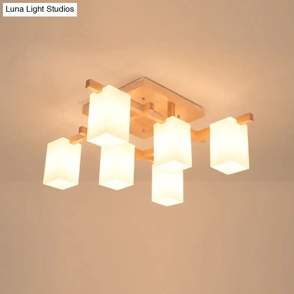 White Wood Flush Mount