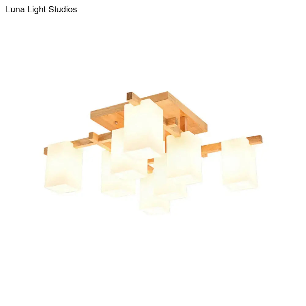White Wood Flush Mount