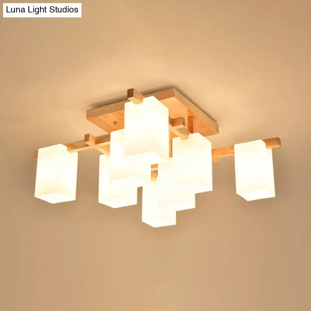 White Wood Flush Mount
