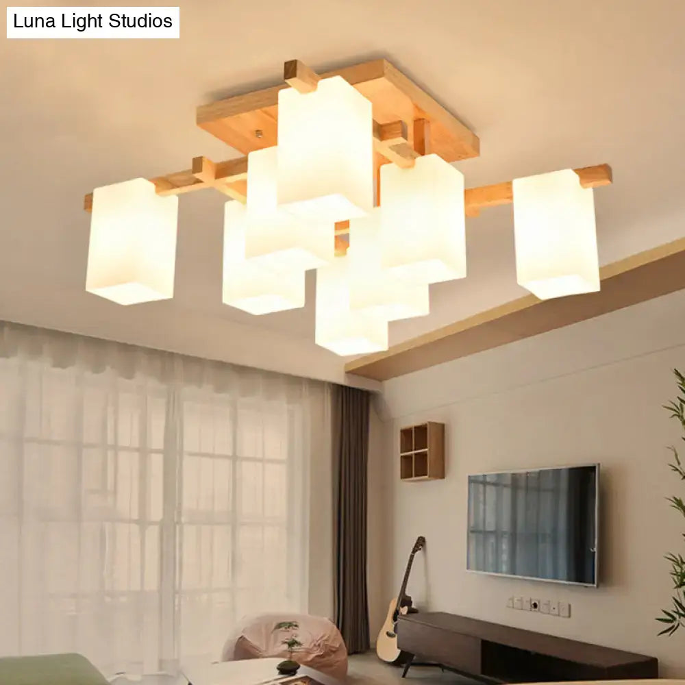 White Wood Flush Mount