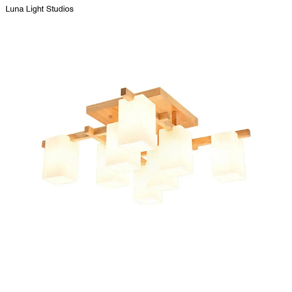 White Wood Flush Mount