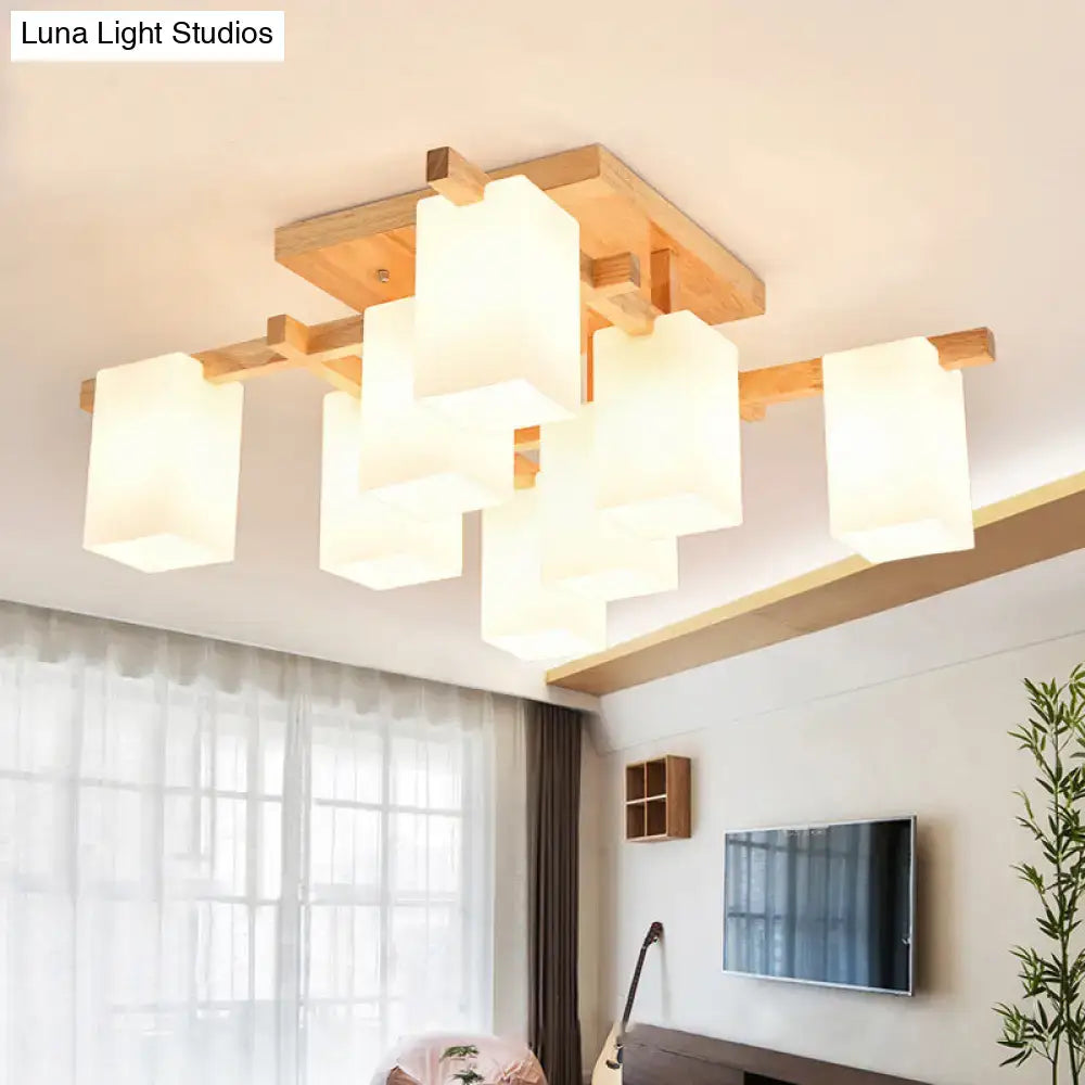 White Wood Flush Mount
