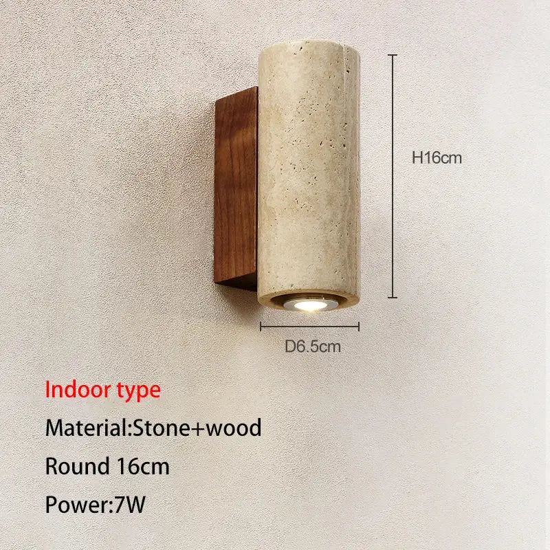 Stone Wood Wall Lamp