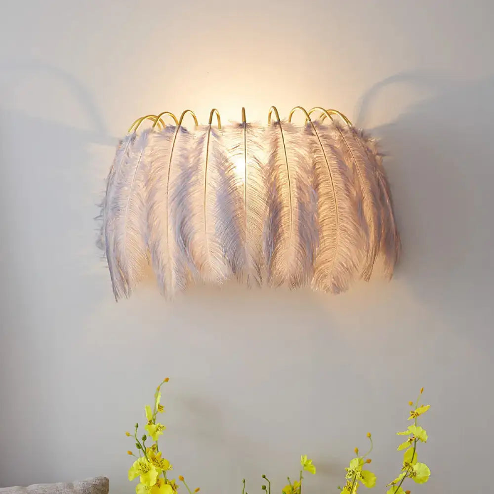 Grey Feather Parlor Wall Sconce