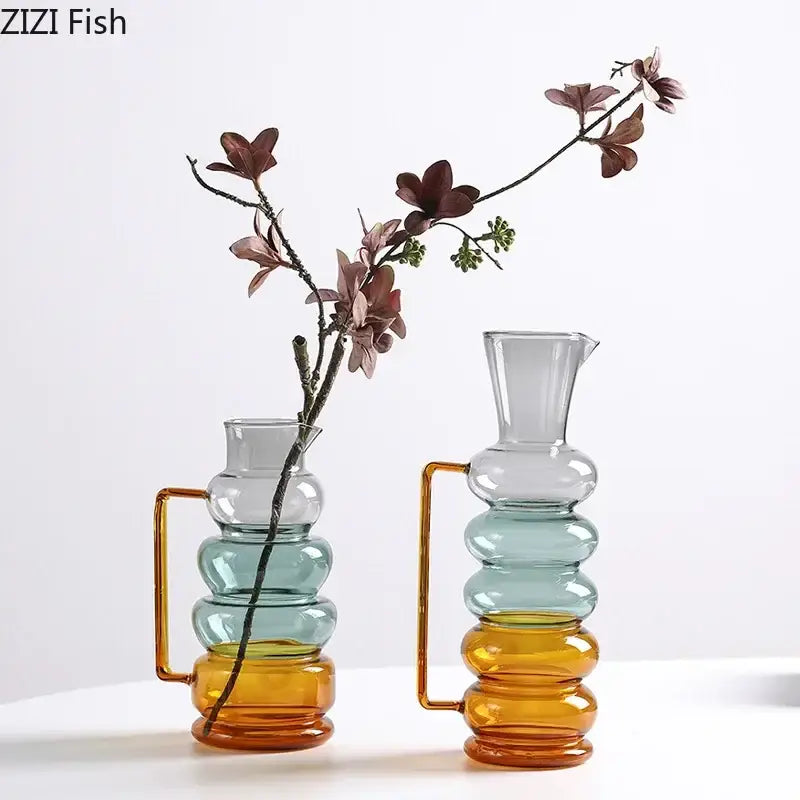 Amber Bubble Glass Vase