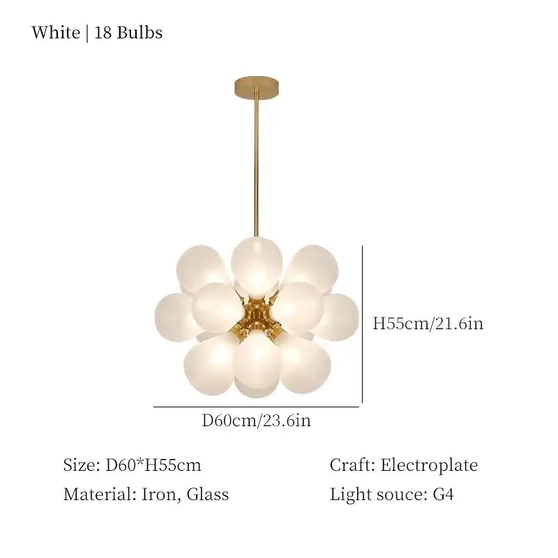 Brass Glass Bubble Chandelier for Living or Dining