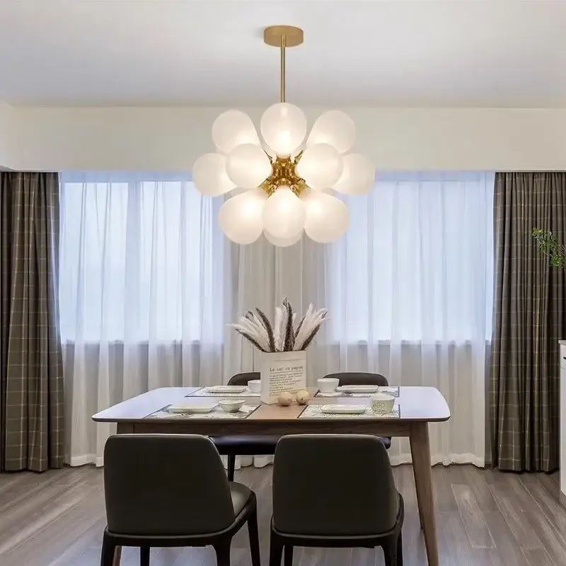 Brass Glass Bubble Chandelier for Living or Dining