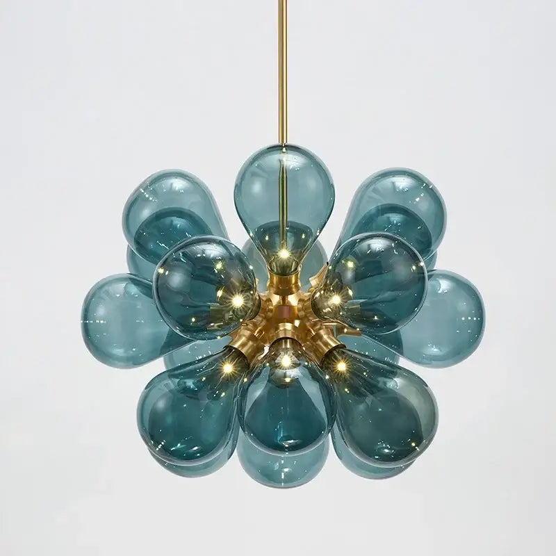 Brass Glass Bubble Chandelier for Living or Dining