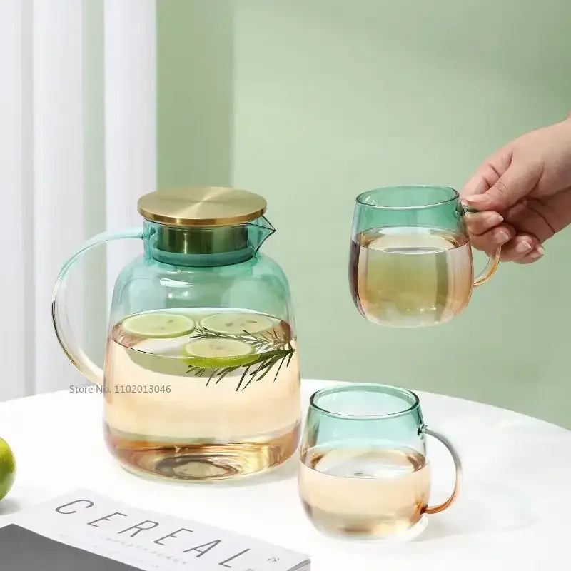 Teal Glass Teapot Set