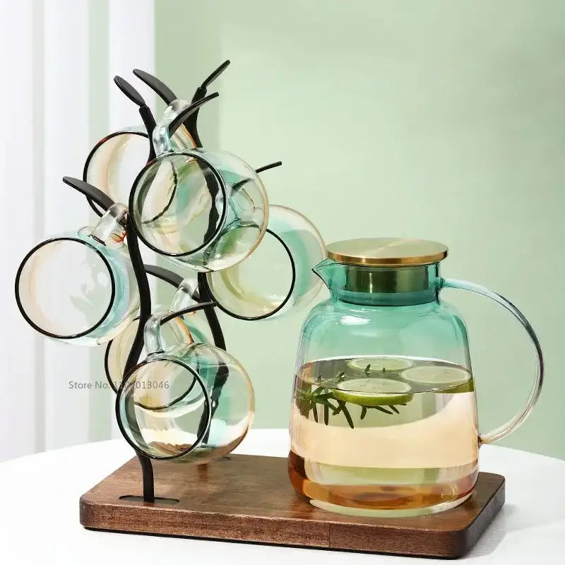 Teal Glass Teapot Set