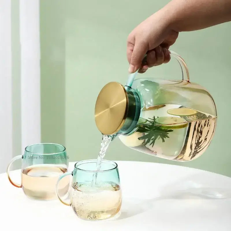 Teal Glass Teapot Set