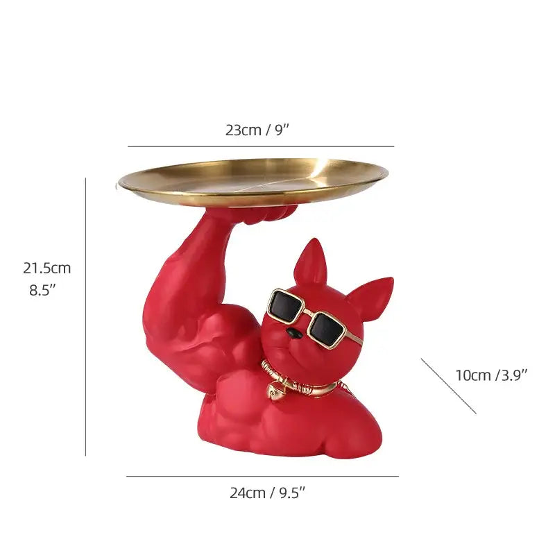 Teal Bulldog Tray Sculpture