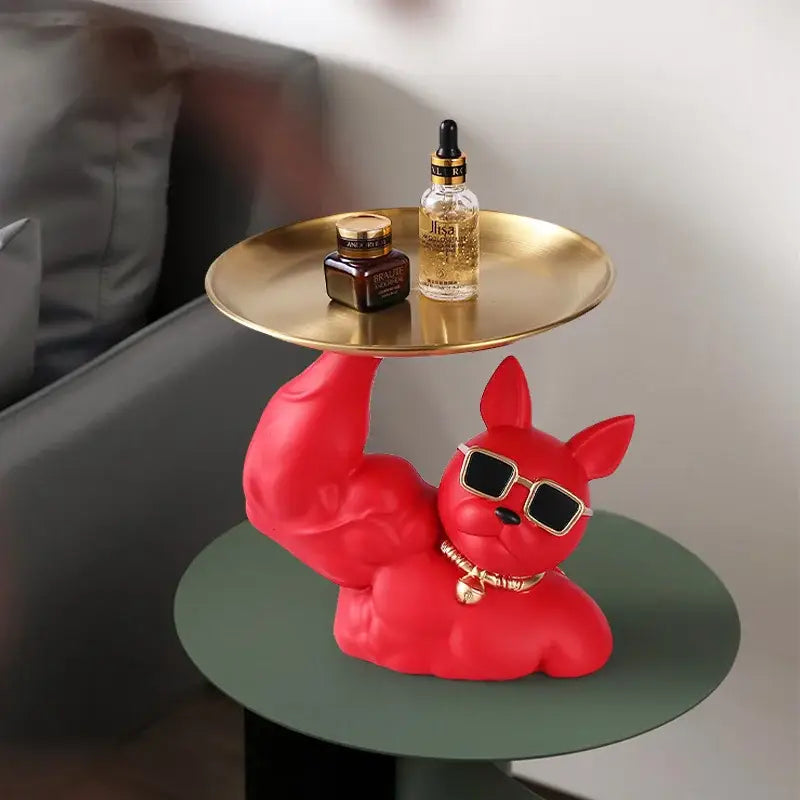 Teal Bulldog Tray Sculpture