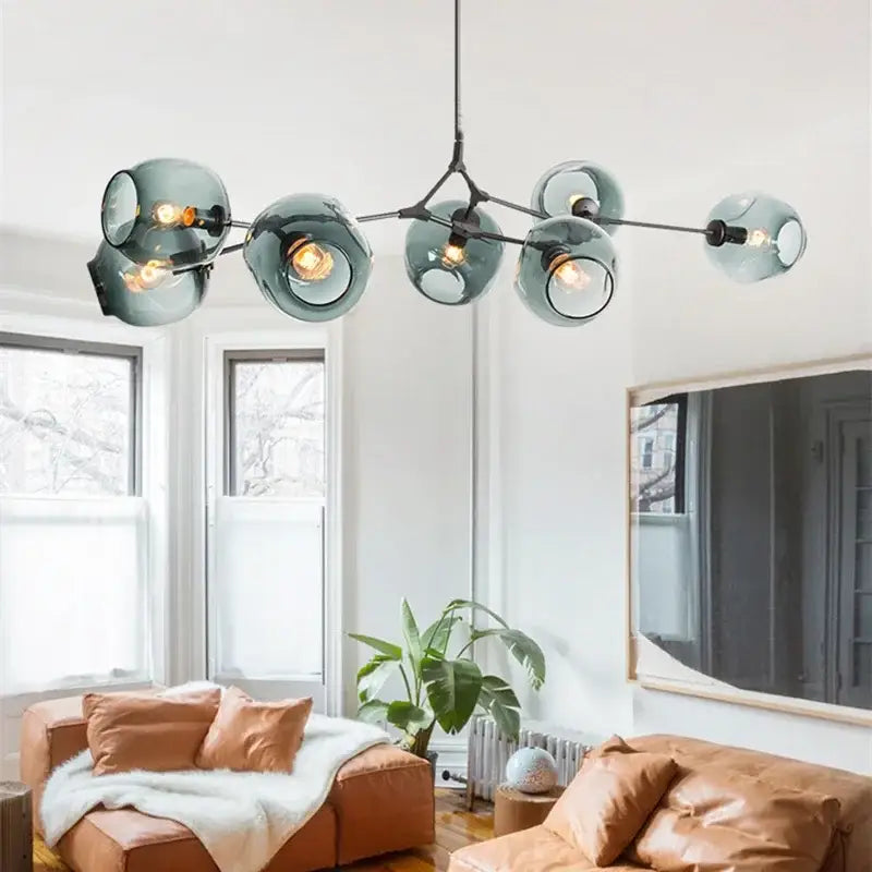 Teal Glass Branch Chandelier