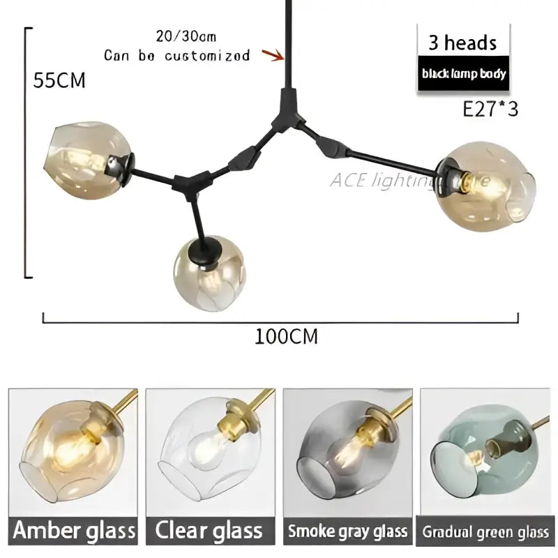 Teal Glass Bubble Chandelier