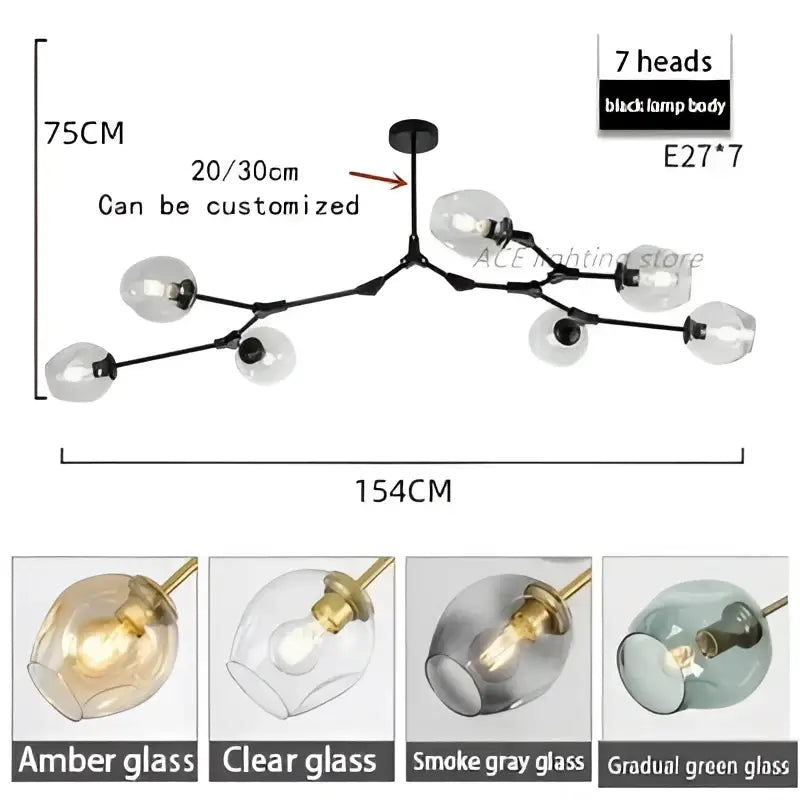 Teal Glass Bubble Chandelier