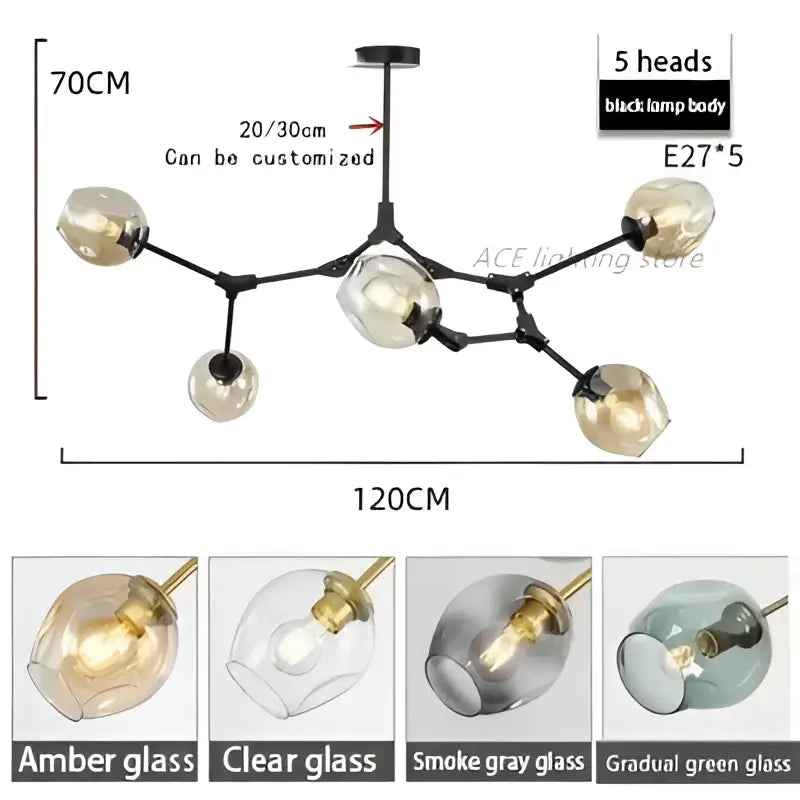 Teal Glass Bubble Chandelier