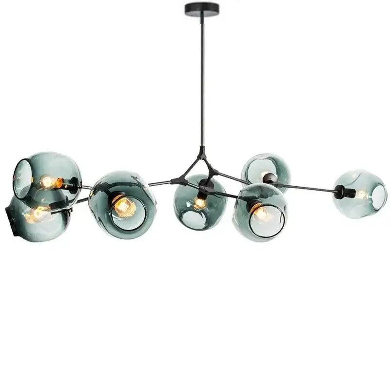 Teal Glass Bubble Chandelier
