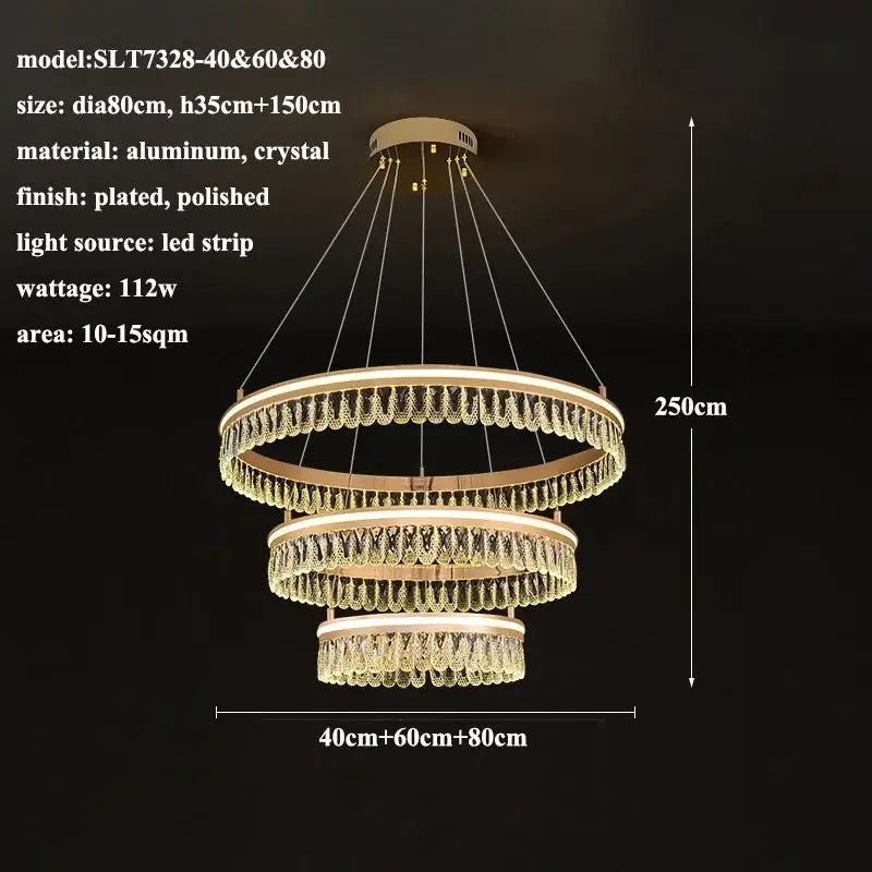 Gold Crystal LED Dimmable Ring Chandelier