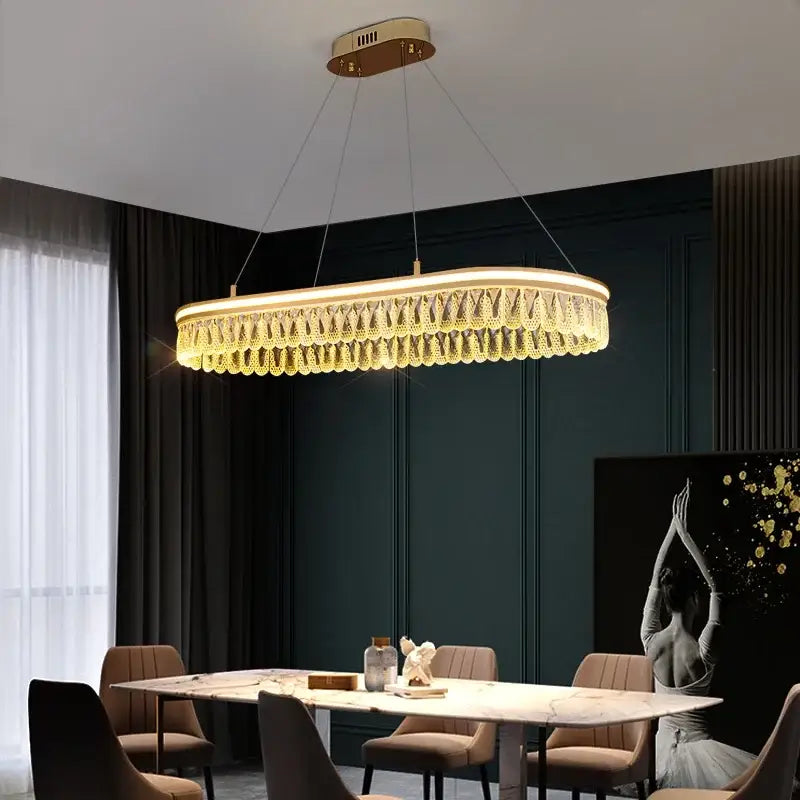 Gold Crystal LED Dimmable Ring Chandelier