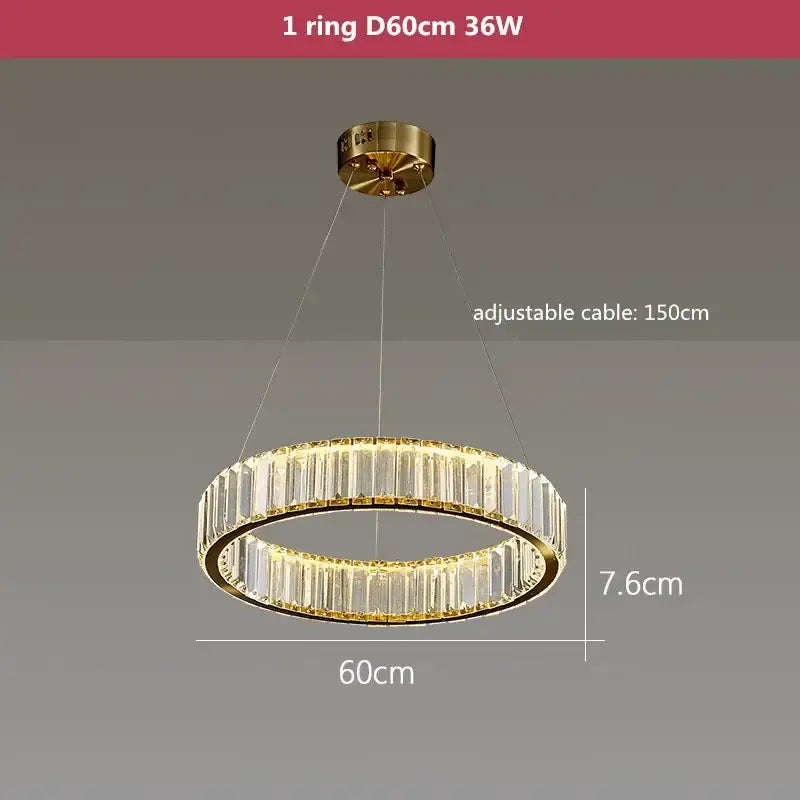 Gold Crystal Dimmable Entryway Pendant Light