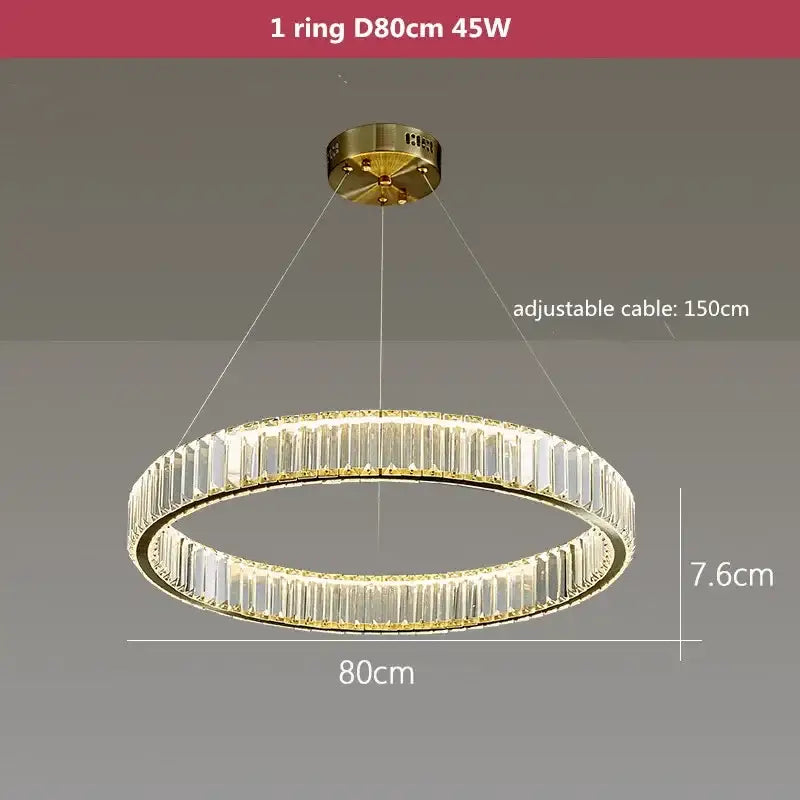 Gold Crystal Dimmable Entryway Pendant Light