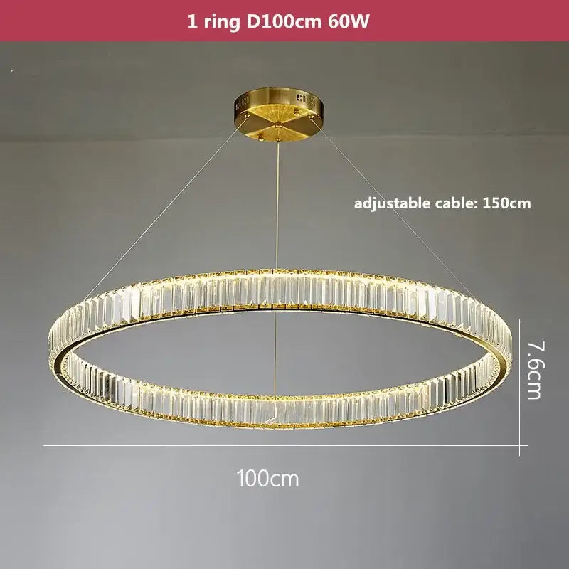 Gold Crystal Dimmable Entryway Pendant Light