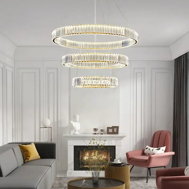 Gold Crystal Dimmable Entryway Pendant Light