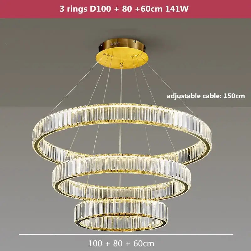 Gold Crystal Dimmable Entryway Pendant Light