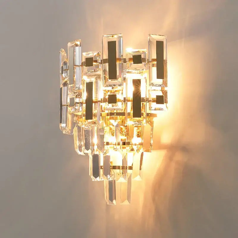Clear Crystal Wall Sconce Postmodern 35cm