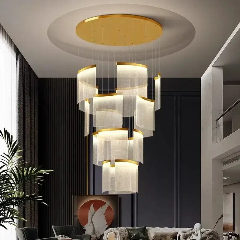 Gold Tiered LED Chandelier