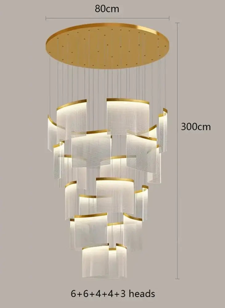 Gold Tiered LED Chandelier
