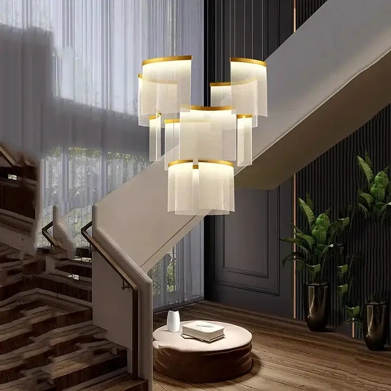Gold Tiered LED Chandelier