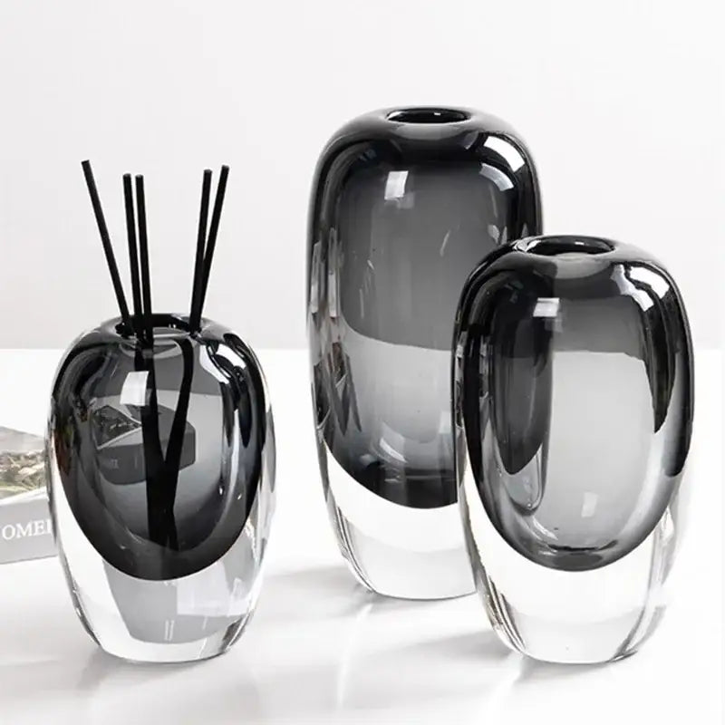 Black Crystal Glass Vase