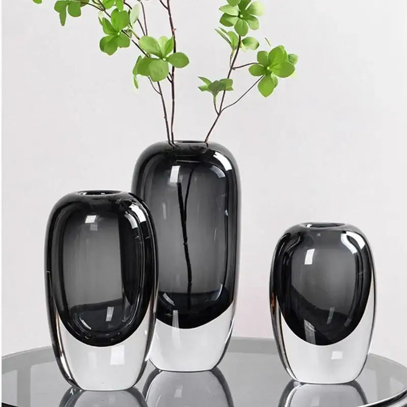 Black Crystal Glass Vase