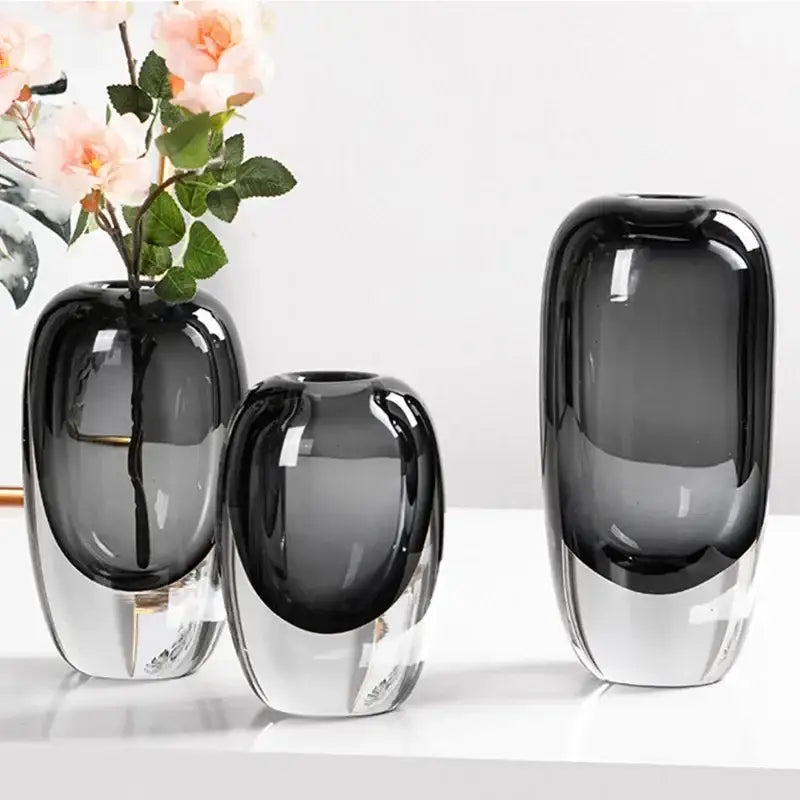 Black Crystal Glass Vase
