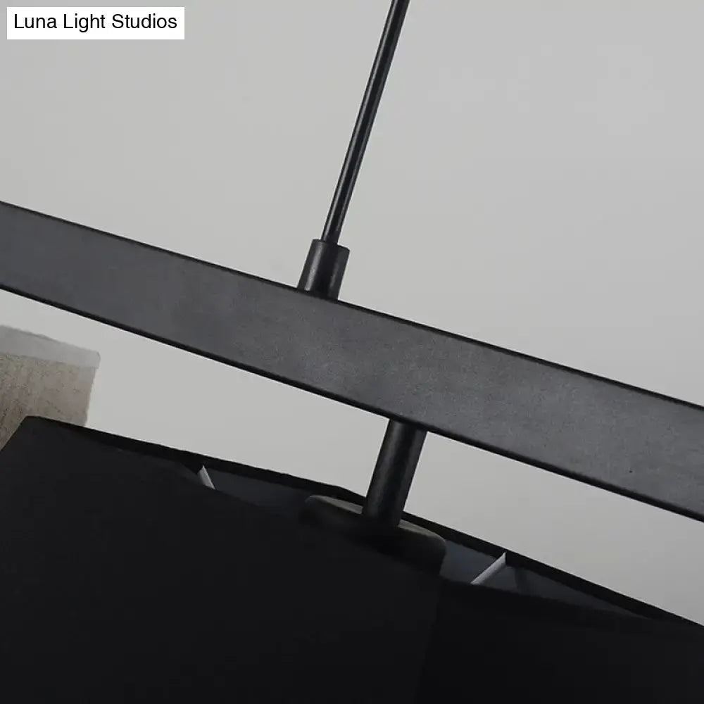 Black White Fabric Trapezoid Five-Light Island Light