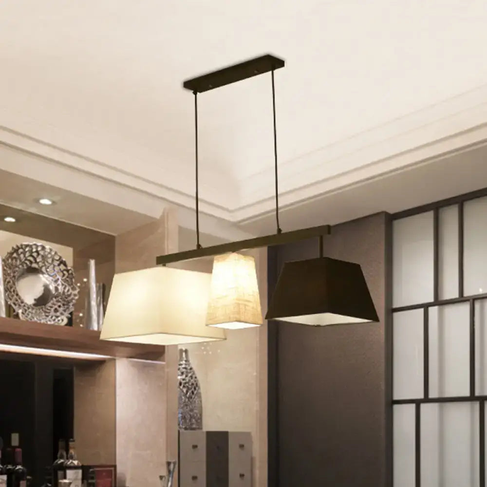 Black White Fabric Trapezoid Five-Light Island Light