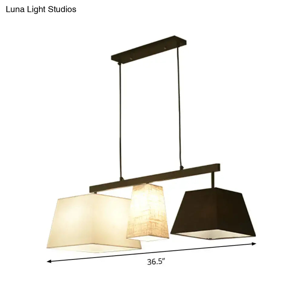 Black White Fabric Trapezoid Five-Light Island Light