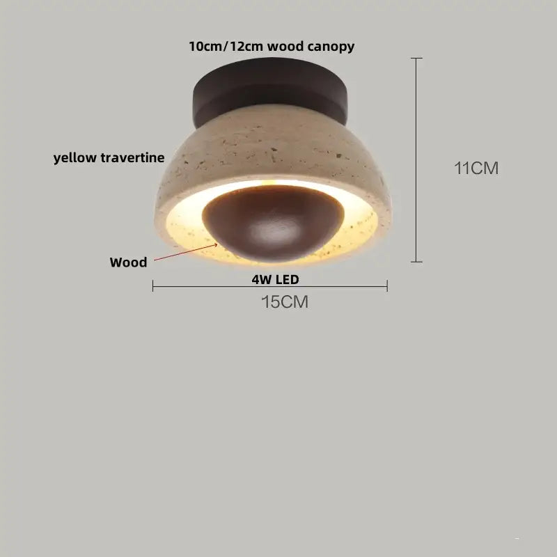 Travertine Walnut Ceiling Light