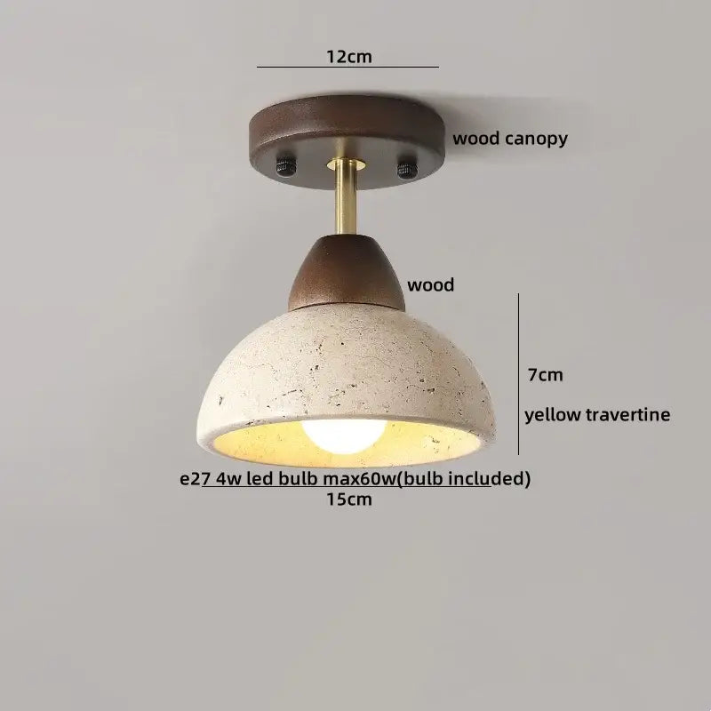 Travertine Walnut Ceiling Fixture