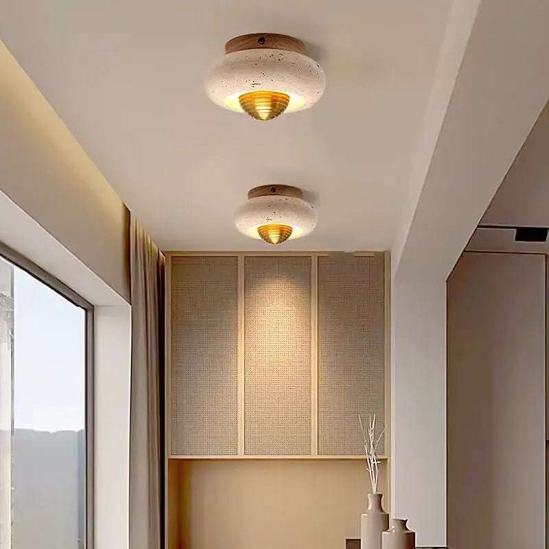 Travertine Walnut Ceiling Fixture