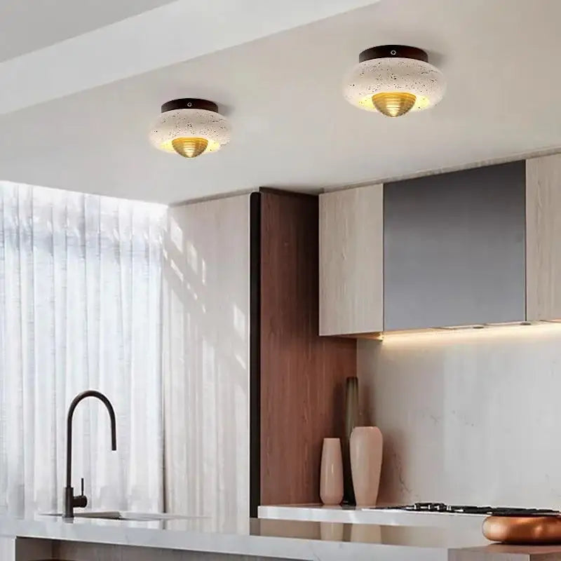 Travertine Walnut Ceiling Fixture