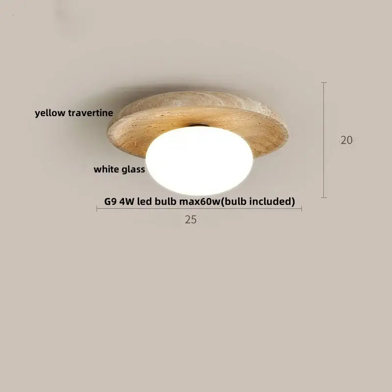 Yellow Travertine Ceiling Light