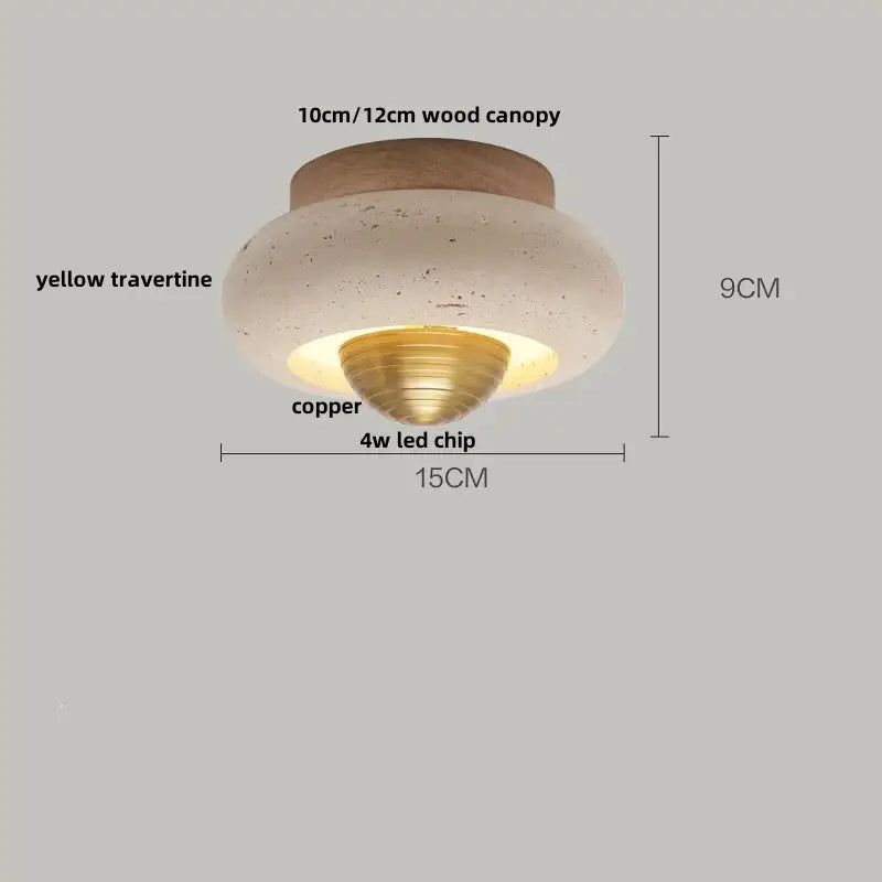 Yellow Travertine Ceiling Light