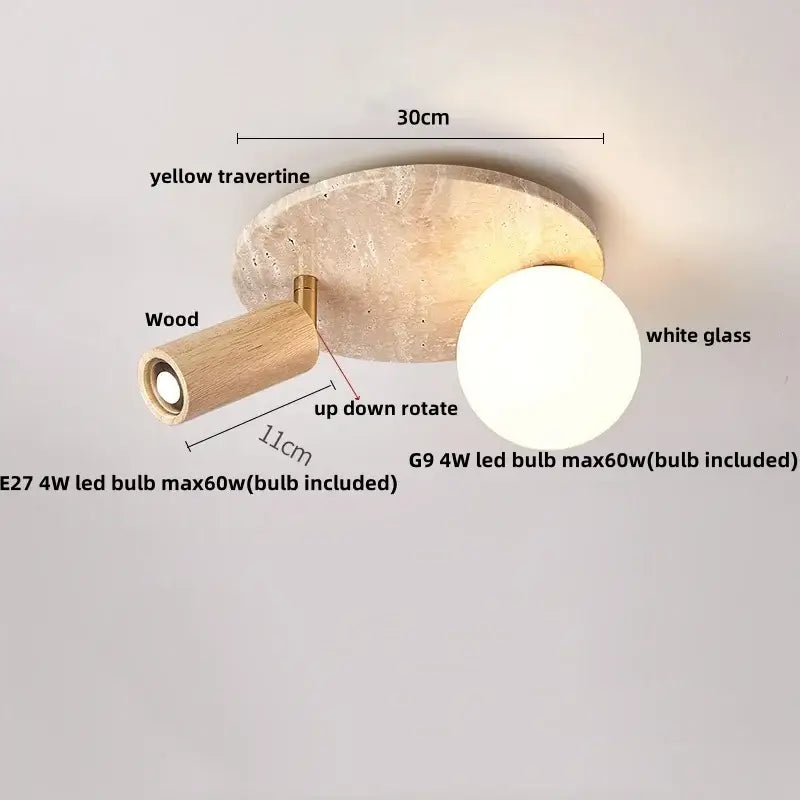 Yellow Travertine Ceiling Light