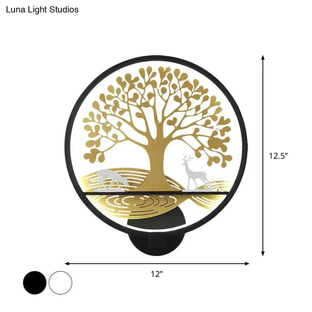 Black Tree Life Wall Lamp