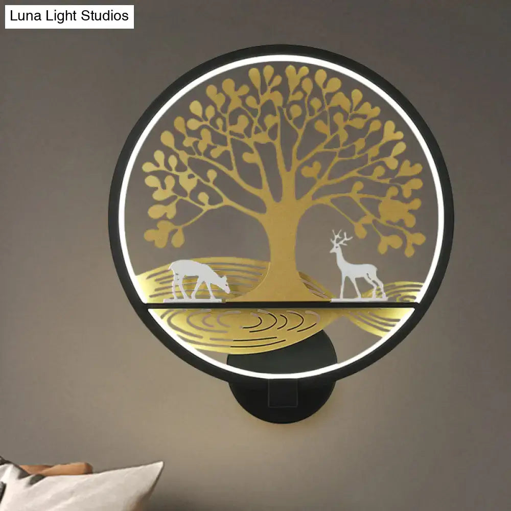 Black Tree Life Wall Lamp